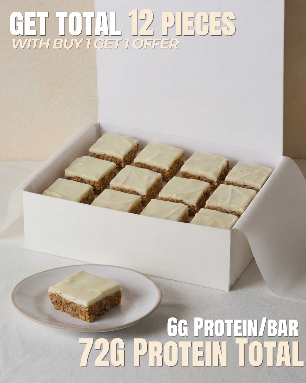 Classic White Chocolate Protein Flapjack, (6 Pieces)